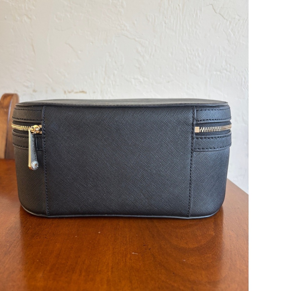 Henri Bendel New York Black Saffiano Leather Vanity Case Cosmetic Travel Bag - Picture 6 of 15
